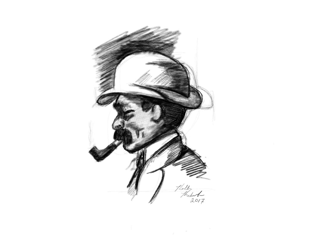 Man with Hat and Pipe